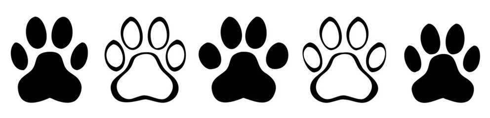 Paw print icon collection. Vector illustration.
