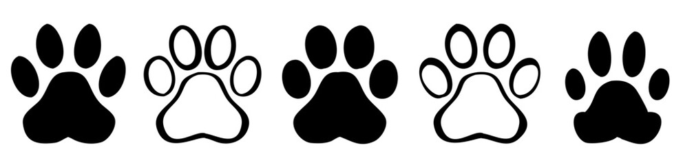 Paw print icon collection. Vector illustration.