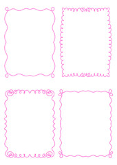 Collection of pastel pink hand drawn swirly frames