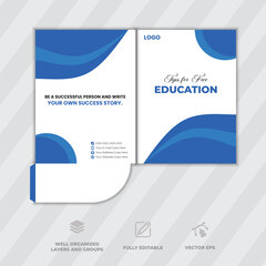 Elegant blue and white education flyer for promoting tips and achieving success stories