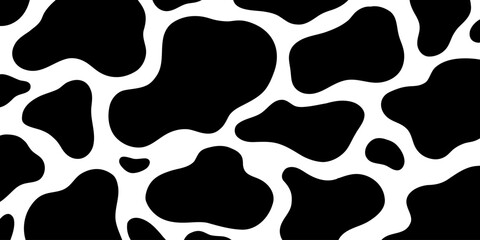 Abstract modern cow skin pattern. Trendy horizontal background, modern ornament of stylized animal skin. Black and white decorative vector stock illustration for print, postcard, fabric, textile. 