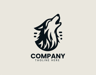 Fototapeta premium Howling wolf silhouette depicted inside circular badge conveying wild nighttime nature spirit