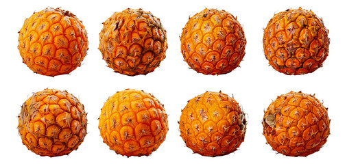 Fresh Natural Pineapples Displayed on Black Background, Isolated on Transparent, white background