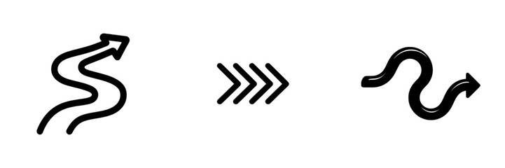 Obraz premium A modern icon featuring a simple black wavy arrow with varying line widths