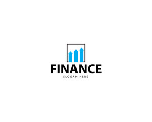 Minimal accounting finance logo with growth chart, financial thick bar growth profit market logo design.
