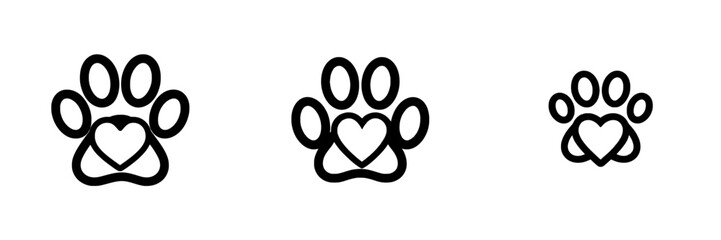 The modern symbol of animal love is represented by a paw print with a heart, signifying dog love