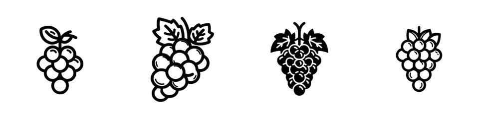 The grape is represented by an icon, a flat sign design, a modern symbol, and a pictogram for UX UI purposes