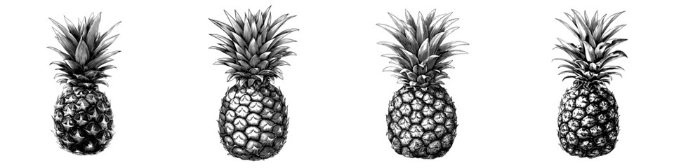 pineapple fruit. Modern black and white illustration.&rsquo; becomes &lsquo;Fruit of pineapple, as shown in modern black and white illustration