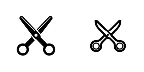 Modern flat icon design featuring scissors as a cutting sign, with black modern elements, isolated on a transparent background for use in mobile, app, logo design, or UI