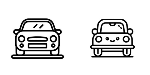 Obraz premium Transport and car insurance icon in editable stroke outline form isolated on a white background as a flat modern illustration at 64 x 64 pixels