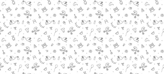 Newborn Banner background. Illustration of elements for a baby.