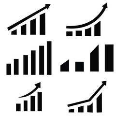 Growing graph icon set.  chart icon.