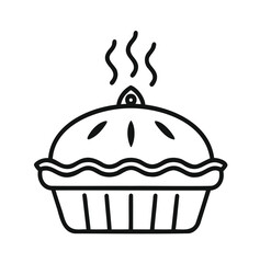 Hot Pie Vector Icon – Outline Style on White Background
