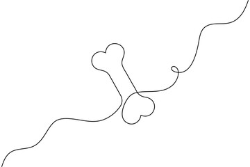 Pet bone symbol one line drawing minimal vector design
