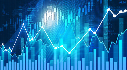 stock market chart financial data. Global finance and trading. 3d illustration