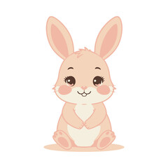 Obraz premium Happy Pastel Bunny with Big Ears Vector Art for Baby and Nursery Graphics