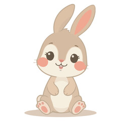 Sweet Sitting Bunny Rabbit Character Illustration for Easter and Animal Themes