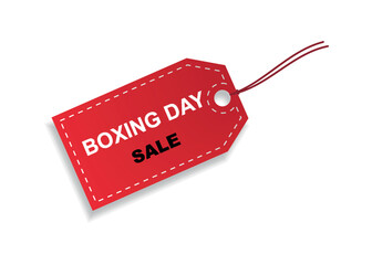 Boxing Day Sale Red Tag on White Background.