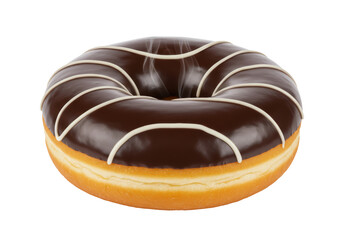 Isolated Chocolate Frosted Donut with White Stripes