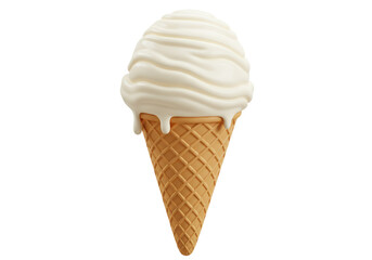 Isolated Vanilla Ice Cream Cone