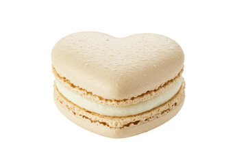 Isolated Heart-Shaped Macaron with White Filling