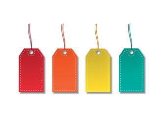 Color discount label with various shape. Vector illustration isolated on white background. Eps 10.