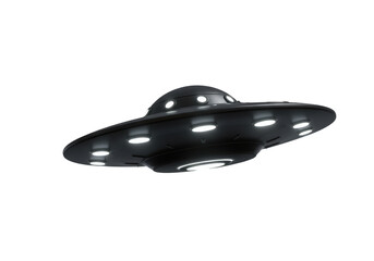 Isolated Sleek Black UFO Hovering Silently © Laura