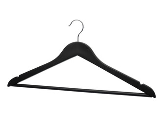 Isolated Black Wooden Clothes Hanger