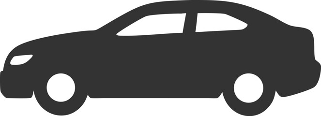 Black Silhouette of a Side-View Car – Minimalist Vehicle Icon Design