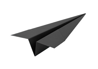 Isolated Dark Paper Airplane Soaring Concept