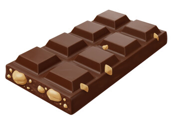 Isolated Chocolate Bar with Nuts Delectable Indulgence