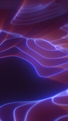 Abstract smooth neon-like terrain with glowing purple and violet contours forming fluid wave patterns on a dark background