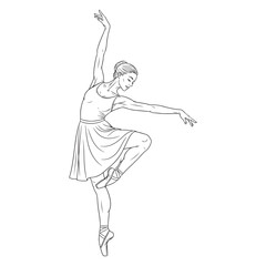 Ballerina Pointe Position Line Drawing Elegant Dance Pose