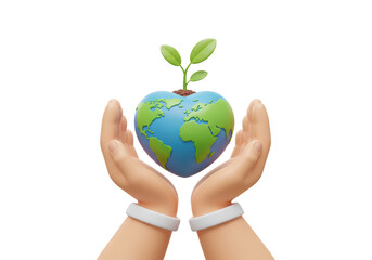 Isolated Hands Holding Heart Earth Globe Conservation