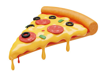 Isolated Slice of Pizza Melted Cheese Toppings