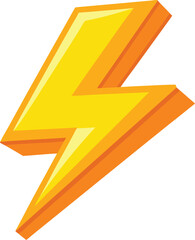 Bright yellow and orange 3d lightning bolt graphic