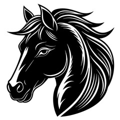 Fototapeta premium Horse head with flowing mane isolated on white background