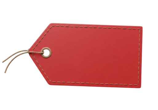 Isolated Red Tag Label with String - Powered by Adobe