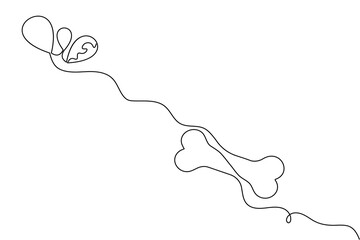 Single line dog bone icon outline in minimal style