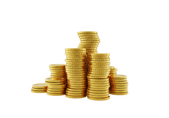 Isolated Stack of Shiny Gold Coins