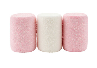 Isolated Row of Pink and White Marshmallows