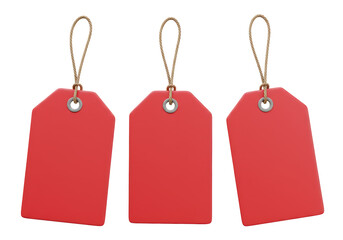 Isolated Trio of Red Tags