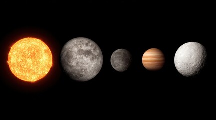 Solar system planets and moon, in scale