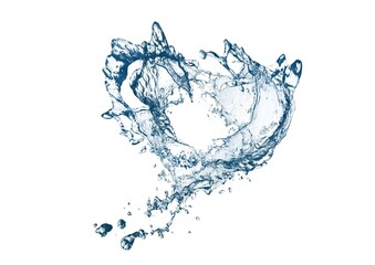 白背景に飛び散った抽象的な青い水しぶきの3dイラスト