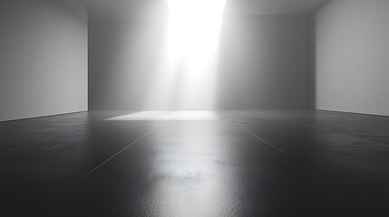 Empty minimalist room with concrete floor and natural light streaking down abstract interior design modern architecture brightness