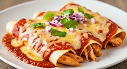 Chicken Enchiladas with Rice & Beans on Talavera Plate