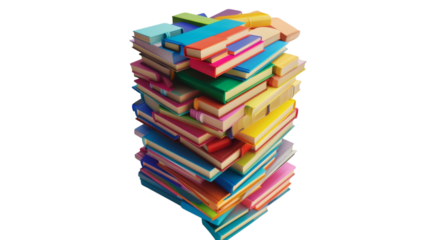 Stack of colorful books 3D render icon isolated on white background
