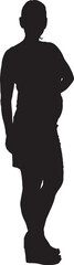 Vector; silhouette of  of front view of a pregnant women standing and looking at camera