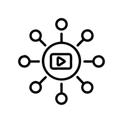 Network diagram featuring video play button in center  