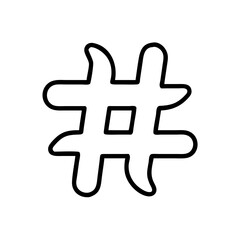 Obraz premium Hashtag symbol in minimalist black line design 